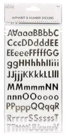 Pegatina Alfabeto chipboard Silver Foil