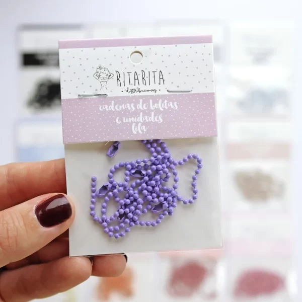 Set de 6 cadenas de bolitas Lila