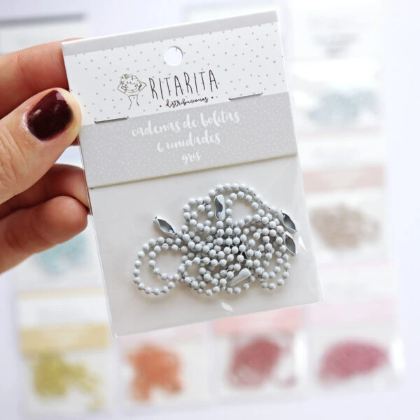 Set de 6 cadenas de bolitas Grises
