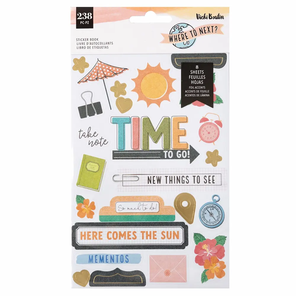 Vicki Boutin Where To Next Collection Sticker Book with Gold Foil Accents