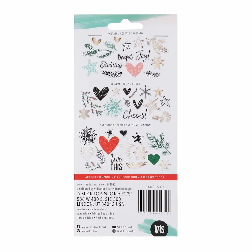 Vicki Boutin Embellishment Peppermint Kisses Mixed Goodie Bag Gold Foil - Imagen 3