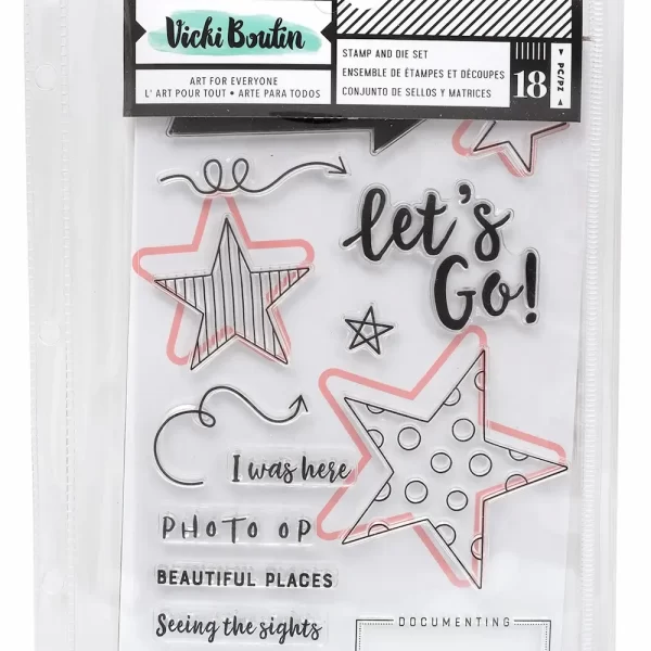 Stamps & Dies Let's Go W/ Magnetic Sheet & Pouch