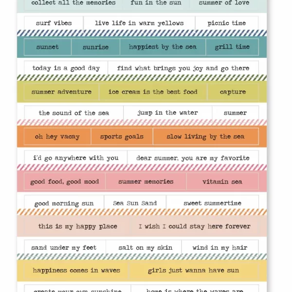 Pegatinas frases SUMMER MEMORIES